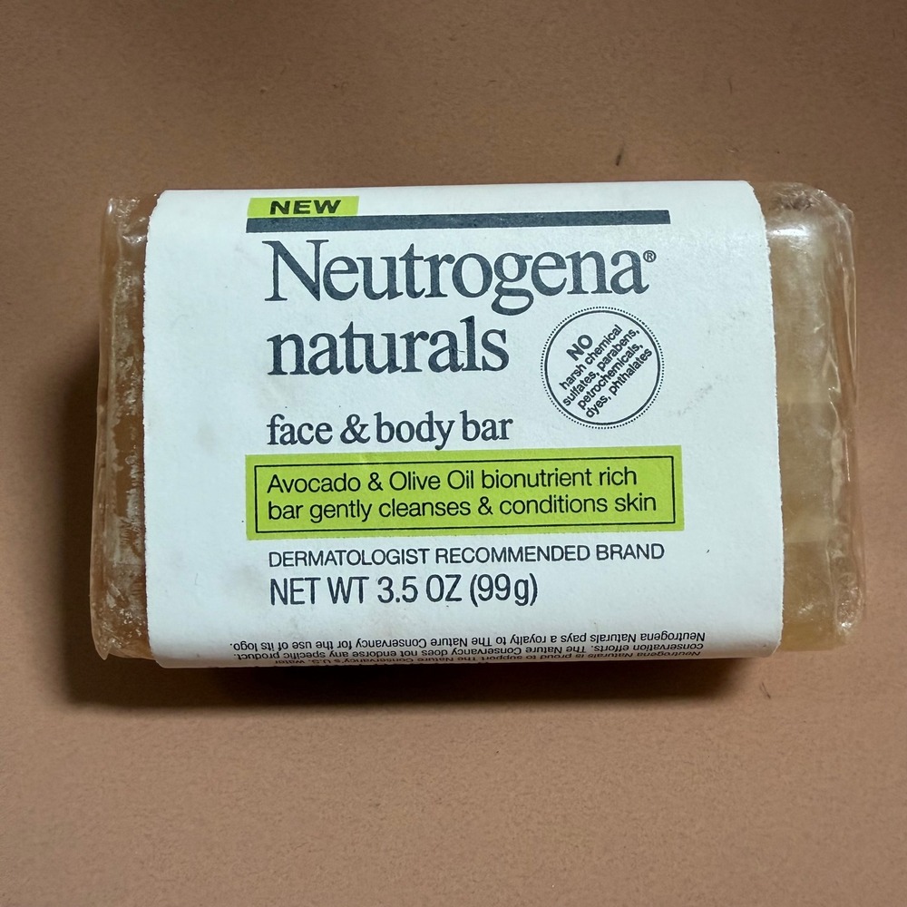 Neutrogena Naturals Face & Body Bar Avocado Olive Oil 3.5oz Fragrance Free New